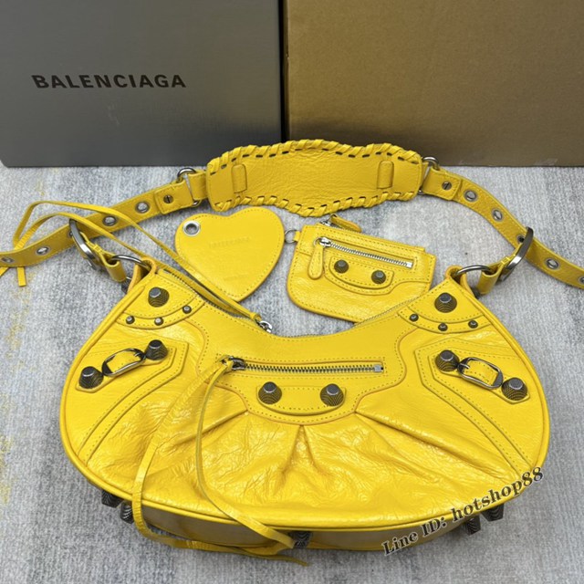 Balenciaga專櫃爆款Le Cagole半月牙腋下包餃子包 巴黎世家經典大號爆裂黑鱷金機車包 fyj1082